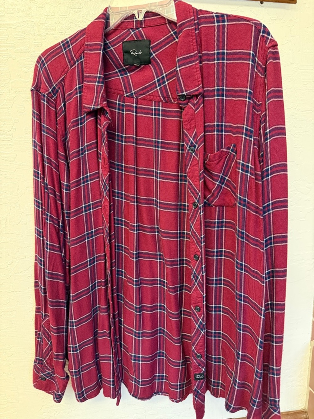 Rails Women's Red Burgundy Plaid Button-Down Shirt Blouse XXL 18W 16W